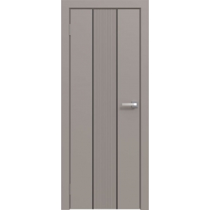 Дверь межкомнатная Эмаль Line-4 (Капучино/ Черный молдинг)